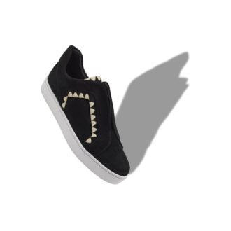 AGILIO Black Suede Blanket Stitch Sneakers