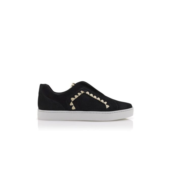 AGILIO Black Suede Blanket Stitch Sneakers