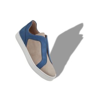 AGILIO Grey and Blue Calf Leather Sneakers