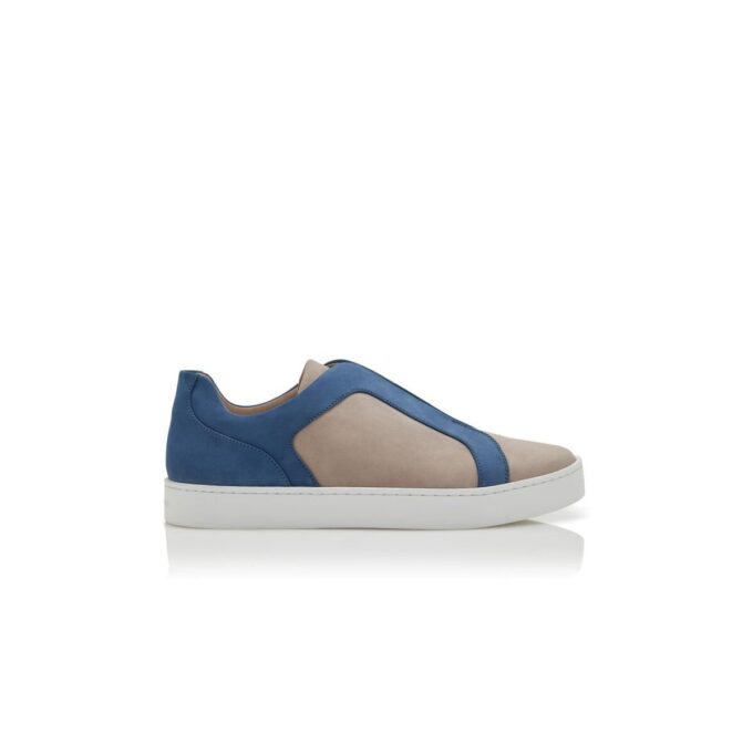 AGILIO Grey and Blue Calf Leather Sneakers