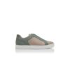 AGILIO Grey and Green Calf Leather Low Cut Sneakers