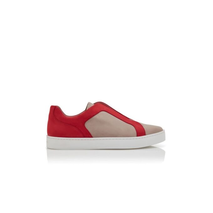 AGILIO Grey and Red Calf Leather Sneakers