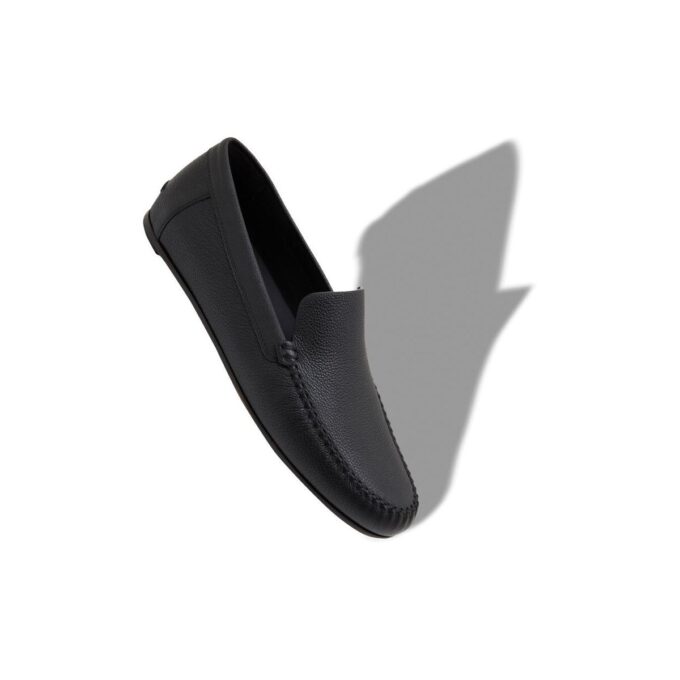 ALDER Black Calf Leather Slippers