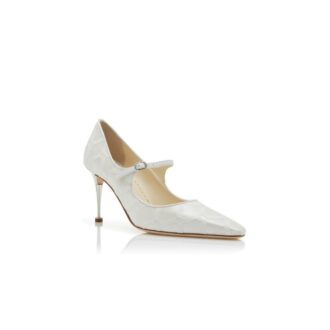 ALEKA White Mesh Mary Jane Pumps