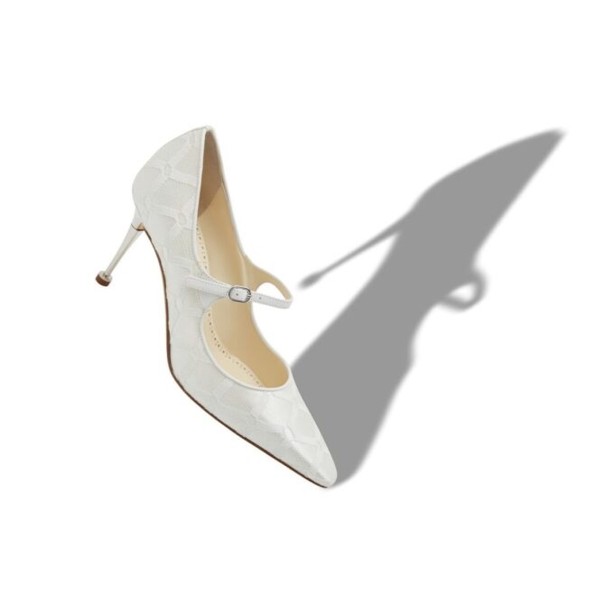 ALEKA White Mesh Mary Jane Pumps