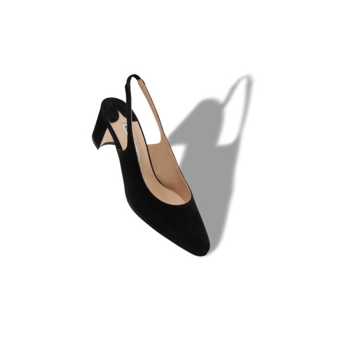 ALLURASAN Black Suede Slingback Pumps