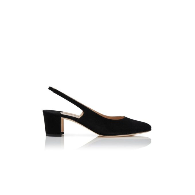 ALLURASAN Black Suede Slingback Pumps
