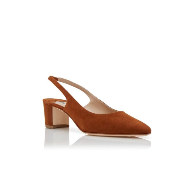 ALLURASAN Brown Suede Slingback Pumps