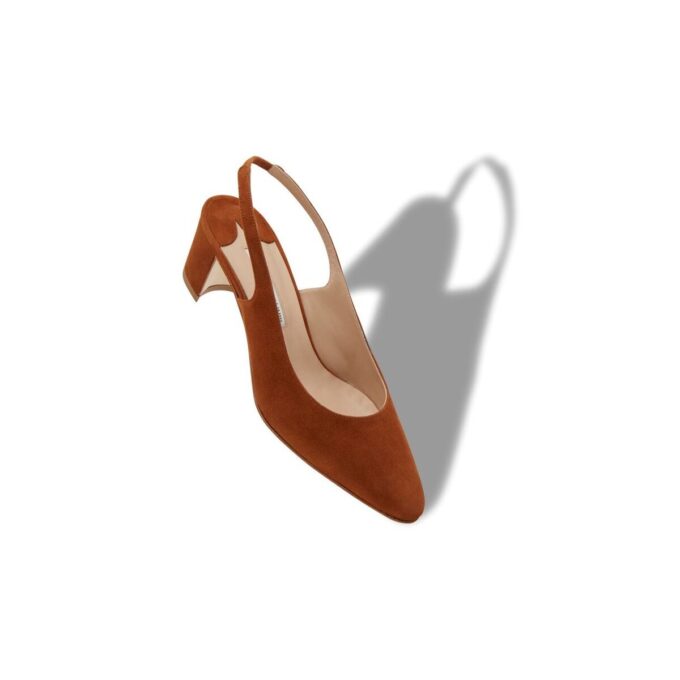 ALLURASAN Brown Suede Slingback Pumps
