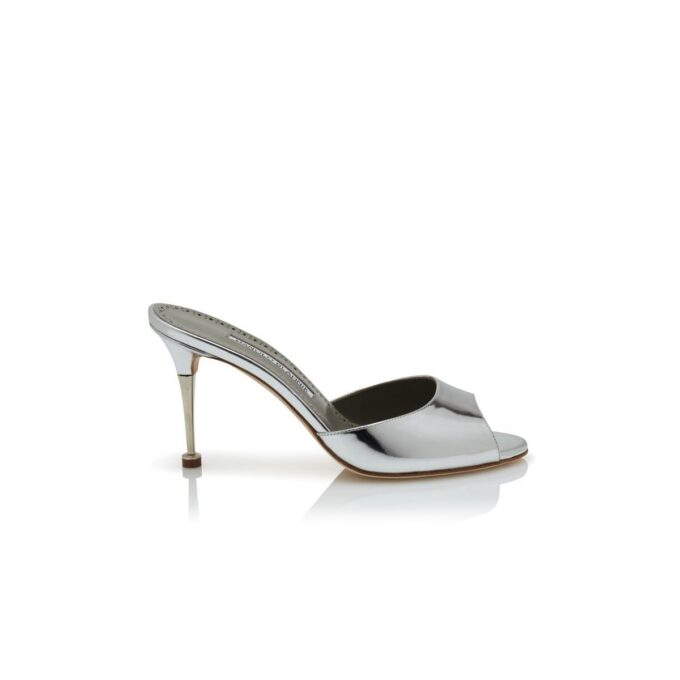 ASTUCLA Silver Calf Leather Mules
