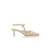 ATOCHAS Cream Silk Polka Dot Ankle Strap Pumps