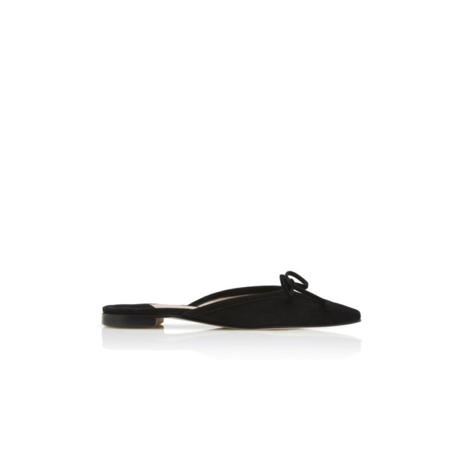 BALLERIMU Black Suede Flat Mules