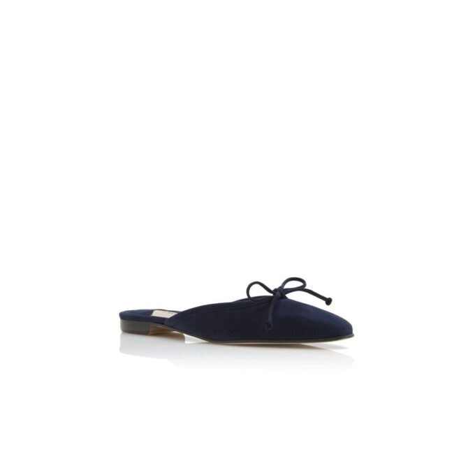 BALLERIMU Navy Blue Suede Flat Mules