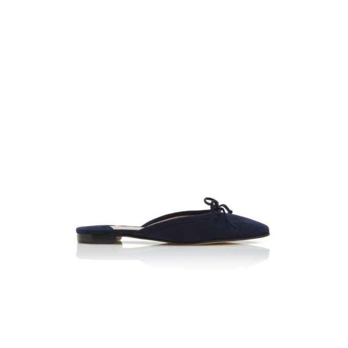 BALLERIMU Navy Blue Suede Flat Mules