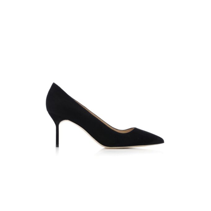 BB 70 Black Suede Pointed Toe Pumps