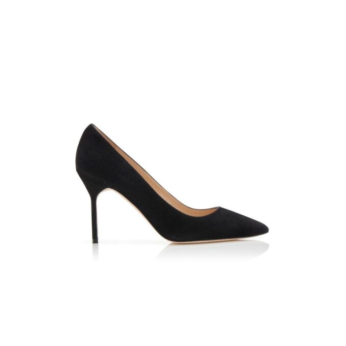 BB 90 Black Suede Pointed Toe Pumps