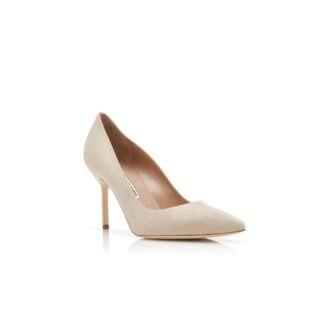 BB 90 Light Beige Suede Pointed Toe Pumps