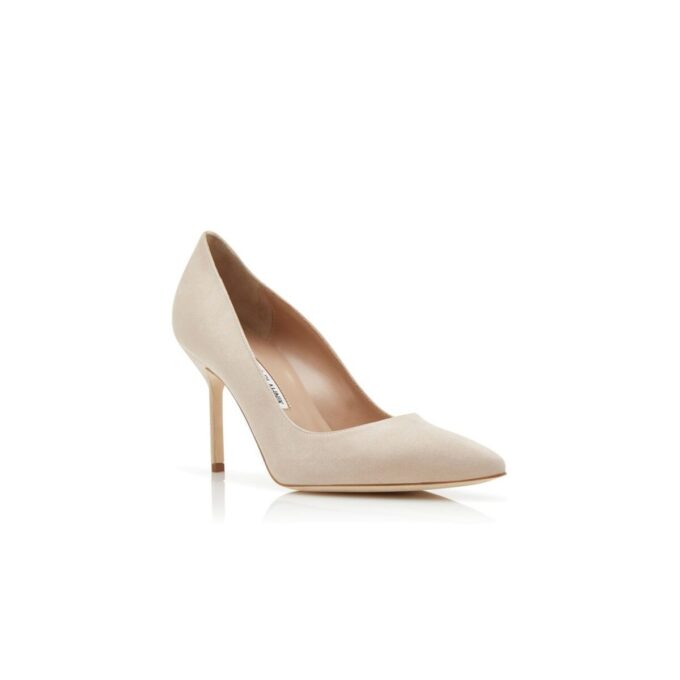 BB 90 Light Beige Suede Pointed Toe Pumps