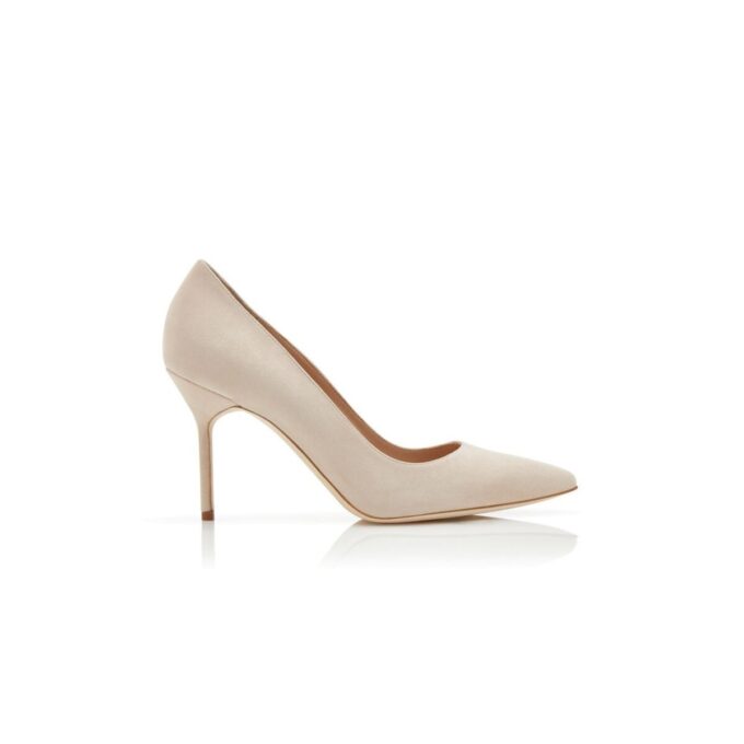 BB 90 Light Beige Suede Pointed Toe Pumps