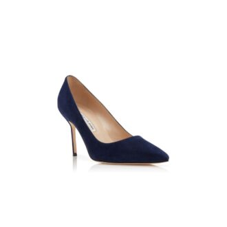 BB 90 Navy Blue Suede Pointed Toe Pumps