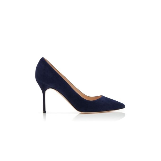 BB 90 Navy Blue Suede Pointed Toe Pumps