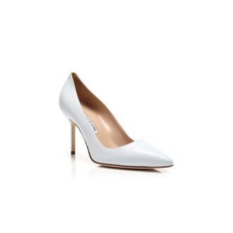 BB 90 White Nappa Leather Pointed Toe Pumps