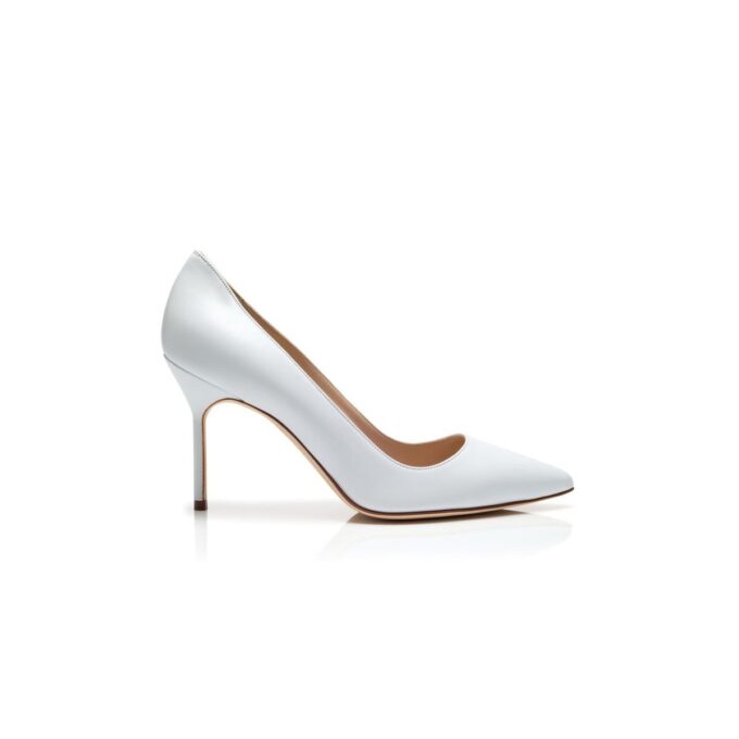 BB 90 White Nappa Leather Pointed Toe Pumps