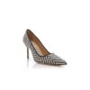 BB Black and White Raffia Pointed Toe Pumps