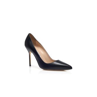 BB Black Nappa Leather Pointed Toe Pumps