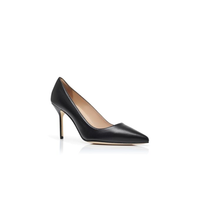 BB Black Nappa Leather Pointed Toe Pumps