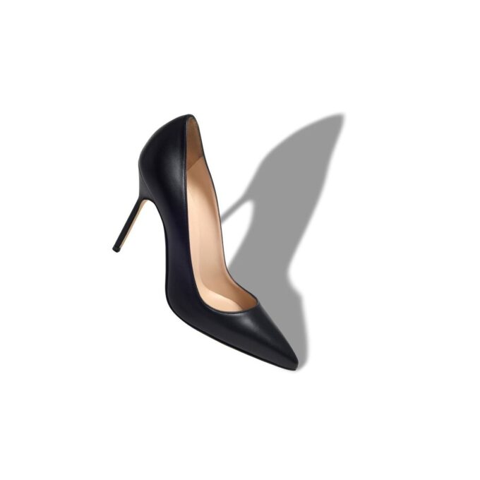 BB Black Nappa Leather Pointed Toe Pumps