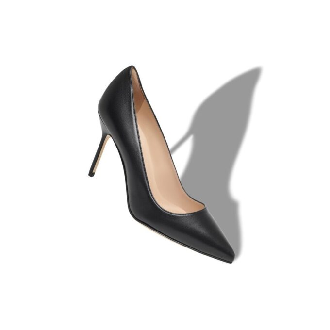 BB Black Nappa Leather Pointed Toe Pumps