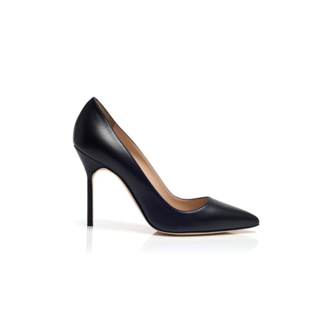 BB Black Nappa Leather Pointed Toe Pumps