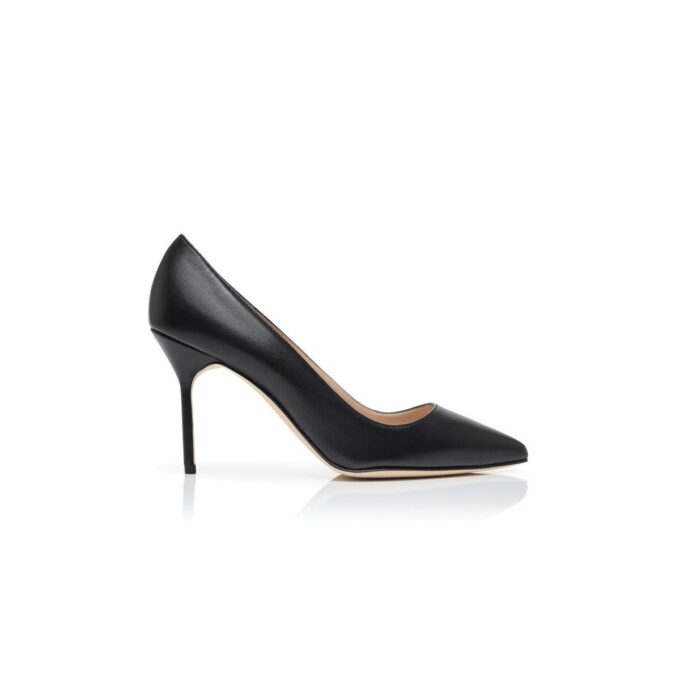 BB Black Nappa Leather Pointed Toe Pumps
