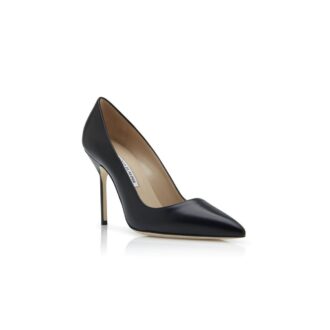 BB CALF Black Calf Leather Pointed Toe Pumps