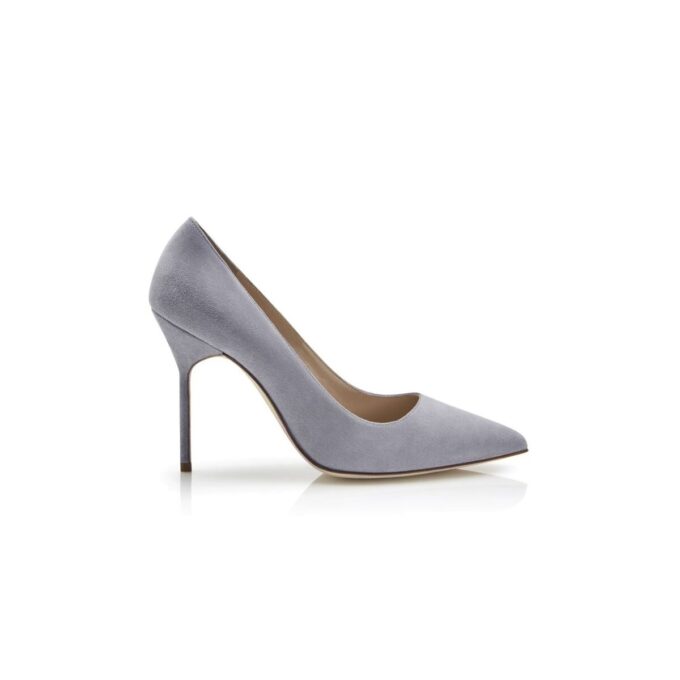 BB Light Grey Suede Pointed Toe Pumps