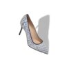 BB Navy Blue and White Raffia Pointed Toe Pumps