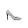 BB Navy Blue and White Raffia Pointed Toe Pumps
