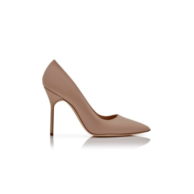 BB PATENT Beige Patent Leather Pointed Toe Pumps