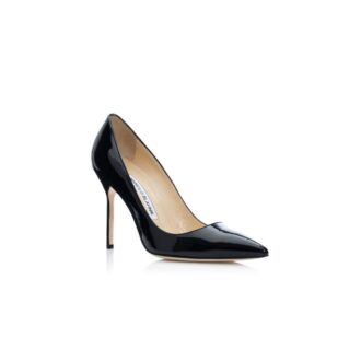 BB PATENT Black Patent Pointed Toe Pumps
