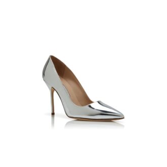 BB Silver Calf Leather Pointed Toe Pumps