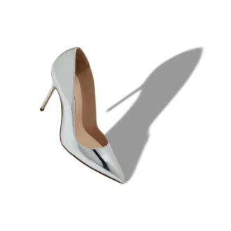 BB Silver Calf Leather Pointed Toe Pumps