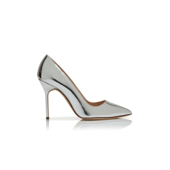 BB Silver Calf Leather Pointed Toe Pumps