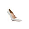 BB White Calf Leather Pointed Toe Pumps