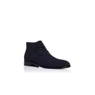 BERWICK Navy Blue Suede Lace-Up Ankle Boots