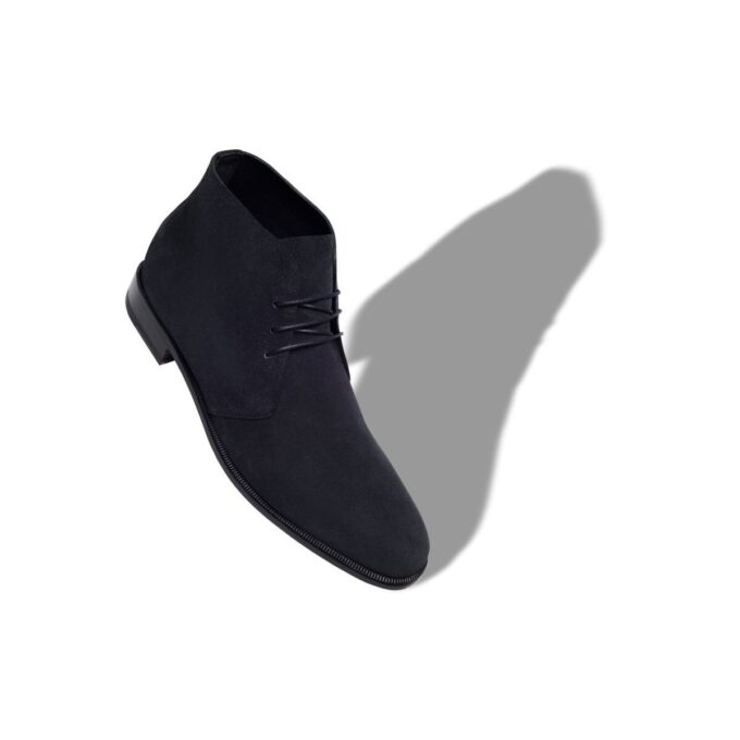 BERWICK Navy Blue Suede Lace-Up Ankle Boots