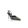 BORELA Black Crepe de Chine Embroidered Slingback Pumps