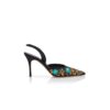 BORELA Black Crepe de Chine Embroidered Slingback Pumps