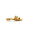 BRAVA Yellow Nappa Leather Raffia Detail Flat Mules