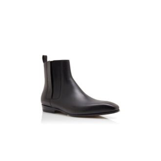 BRUTON Black Calf Leather Ankle Boots
